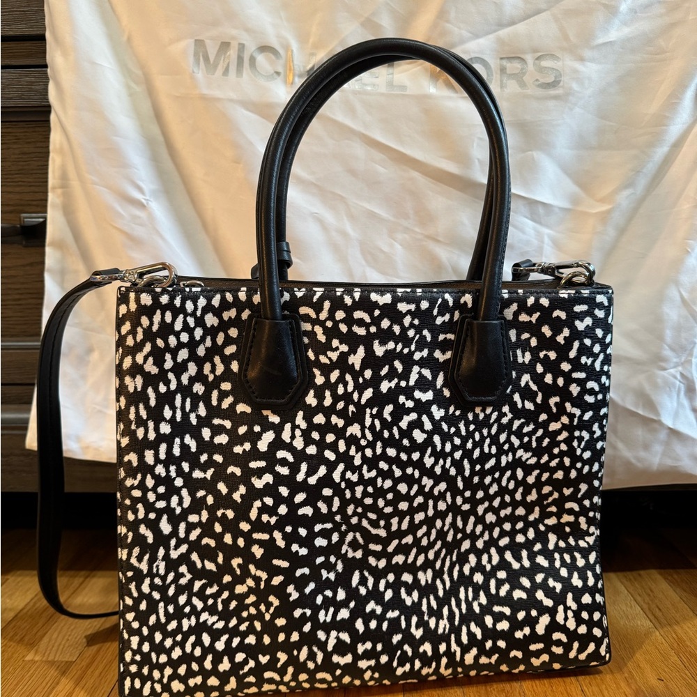Michael Kors Black and White Patterned Tote - Picture 8 of 8